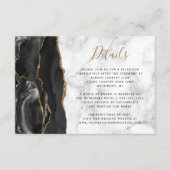 Modern Black Gold Agate Marble Wedding Details Begleitkarte (Vorderseite)