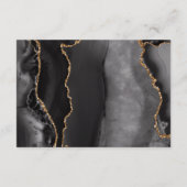 Modern Black Gold Agate Marble Wedding Details Begleitkarte (Rückseite)