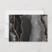 Modern Black Gold Agate Marble Wedding RSVP Karte (Rückseite)
