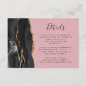 Modern Black Gold Agate Rosa Hochzeitsdetails Begleitkarte (Vorderseite)