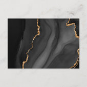 Modern Black Gold Agate Rosa Hochzeitsdetails Begleitkarte (Rückseite)