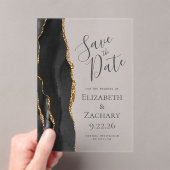 Modern Black Gold Agate Save the Date Acryleinladungen (Insitu (Handheld))