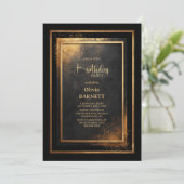 Modern Black Gold Any Age Birthday Party Einladung (Stehend Vorderseite)