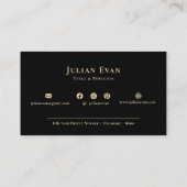 Modern Black Gold Beruflich Shiny Monogram Visitenkarte (Rückseite)