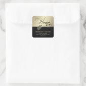 Modern Black Gold Biene Drehbuch Honey Jar Quadratischer Aufkleber (Tasche)