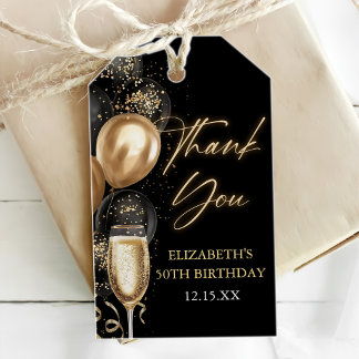 Modern Black & Gold Birthday Party Favor Thank you Geschenkanhänger