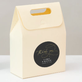 Modern Black Gold Blüh Vielen Dank Runder Aufkleber