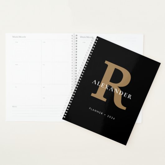 Modern Black Gold Bold Monogram Typografy Simple Planer (Anzeige)