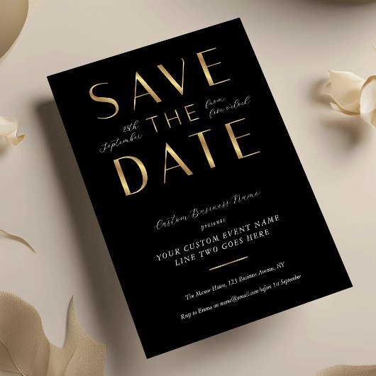 Modern Black & Gold Business Event Corporate Save The Date