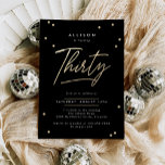 Modern Black Gold Calligraphie 30. Geburtstag Einladung<br><div class="desc">Moderne Schwarze Gold Kalligraphie 30. Geburtstag Einladung bietet eine lustige Streuung von Gold Imitate Folie Konfetti und moderne Kalligraphie.</div>