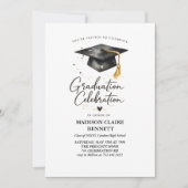 Modern Black & Gold Calligraphy Graduation Party  Einladung (Vorderseite)
