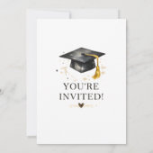 Modern Black & Gold Calligraphy Graduation Party  Einladung (Rückseite)
