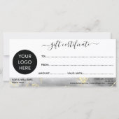 Modern Black Gold Certificate - Geschenkkarte Logo (Rückseite)