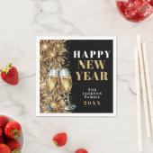 Modern Black Gold Champagne New Year's Eve Party Serviette (Beispiel)