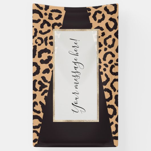 Modern Black Gold Cheetah Leopard Animal Print Banner (Vertikal)