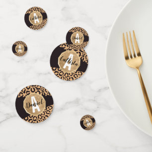 Modern Black Gold Cheetah Leopard Animal Print Konfetti