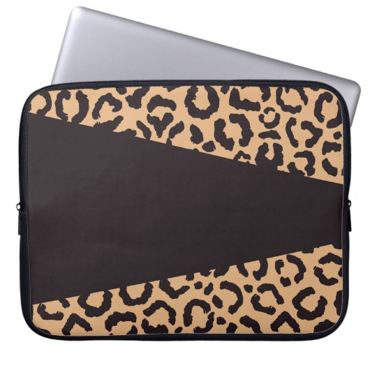 Modern Black Gold Cheetah Leopard Animal Print Laptopschutzhülle (Vorderseite)