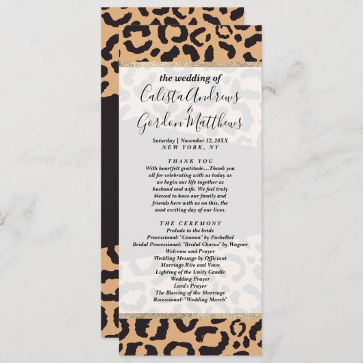 Modern Black Gold Cheetah Leopard Animal Print Programm (Vorne/Hinten)