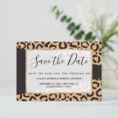 Modern Black Gold Cheetah Leopard Animal Print Save The Date (Stehend Vorderseite)