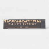 Modern Black Gold Cheetah Leopard Animal Print Schreibtischnamensplakette (Vorderseite )