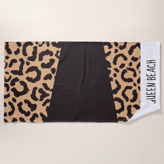 Modern Black Gold Cheetah Leopard Animal Print Strandtuch (Vorderseite)