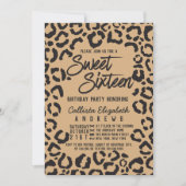 Modern Black Gold Cheetah Leopard Sweet 16 Einladung (Vorderseite)