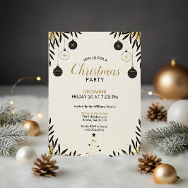 Modern Black Gold Christmas Party Invitation Einladung
