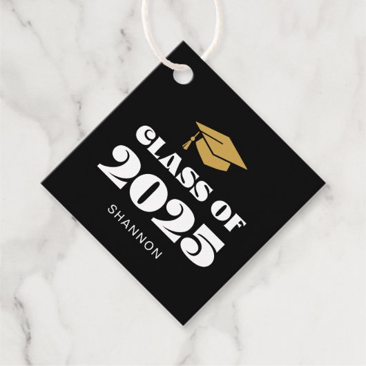 Modern Black Gold Class 2025 Vielen Dank Geschenkanhänger (Vorderseite)