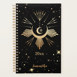 Modern Black Gold Cosmic Stars Moon Name Year Planer