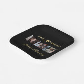 Modern Black & Gold Custom Photos 70th Birthday Pappteller (Gewinkelt)