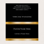 Modern Black & Gold Custom Text Church Pastor  Visitenkarten (Außenseite Aufgefaltet)