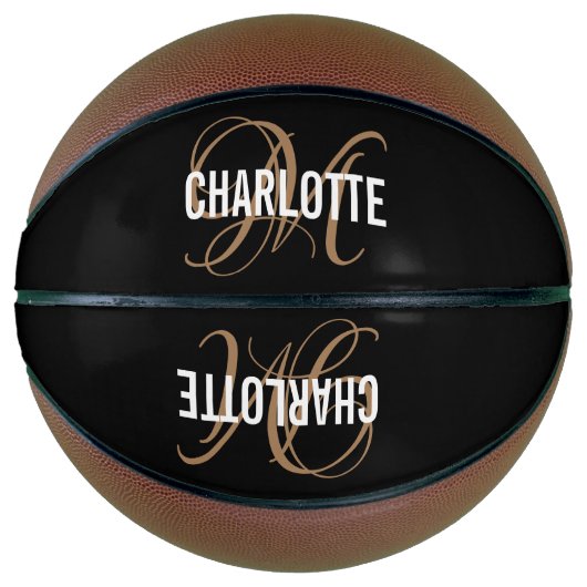 Modern Black Gold-Drehbuch Name Basketball (Vorderseite)