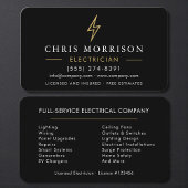 Modern Black Gold Electrician Contractor Visitenkarte