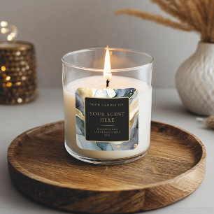 Modern Black Gold Elegantes Watercolor Candle Labe Quadratischer Aufkleber