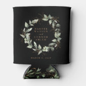 Modern Black Gold Eucalyptus Wreath Wedding Dosenkühler (Vorderseite)