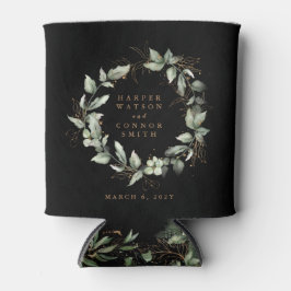 Modern Black Gold Eucalyptus Wreath Wedding Dosenkühler