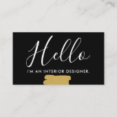 Modern Black Gold Feminine Giro Script Brush Visitenkarte (Rückseite)