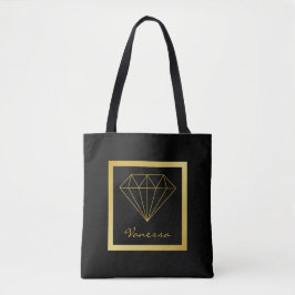 Modern Black Gold Geometric Diamond Tasche