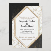 Modern Black Gold Geometric Wedding Invitation Einladung (Vorne/Hinten)