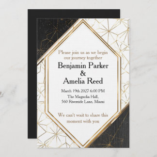 Modern Black Gold Geometric Wedding Invitation Einladung