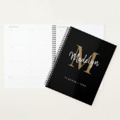 Modern Black Gold Girl Monogram Script Name Planer (Anzeige)