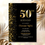 Modern Black Gold Glitzer 50. Geburtstagsparty Einladung<br><div class="desc">Dieses moderne Schwarz mit goldenem Glitzer-50. Geburtstagsfeier verfügt über einen anpassbaren Textbereich,  in dem Sie mühelos alle notwendigen Details für Ihre Geburtstagsfeier,  einschließlich Datum,  Uhrzeit,  Veranstaltungsort und UAWG-Informationen,  enthalten können. Für Ihre einmaligen Einladungen stehen verschiedene Papiertypen und Eckstile zur Verfügung.</div>