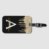 Modern Black Gold Glitzer Sparkle Monogram Gepäckanhänger (Vorderseite (Horizontal))