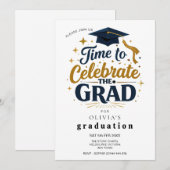 Modern Black & Gold Graduation Party Einladung (Vorne/Hinten)