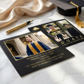 Modern Black & Gold Graduation Photo Invitation Einladung