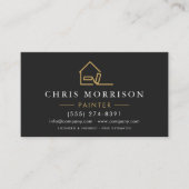 Modern Black Gold House Painter QR Code Visitenkarte (Vorderseite)