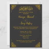 Modern Black & Gold Islamische Hochzeit Einladung (Vorderseite)