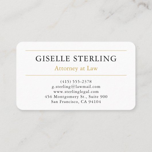 Modern Black & Gold Lawyer Visitenkarte (Rückseite)