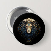 Modern Black Gold Lion Zodiac Sign Astrologie Leo Button (Vorne & Hinten)