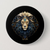 Modern Black Gold Lion Zodiac Sign Astrologie Leo Button (Vorderseite)